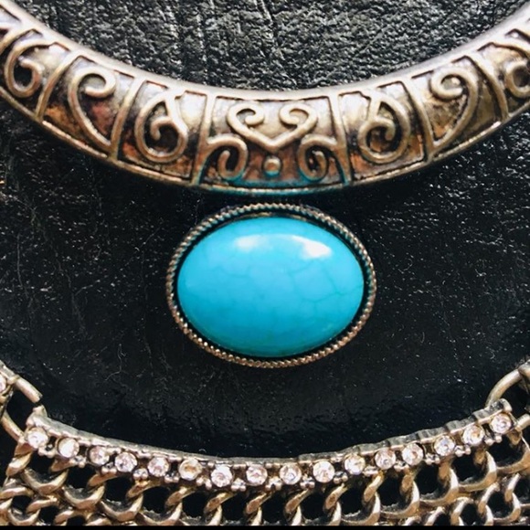 Silver Tone Boho Turquoise Dangle Necklace - Picture 6 of 8